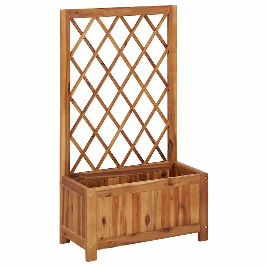 Solid Wood Raised Garden Bed with Integrated Trellis