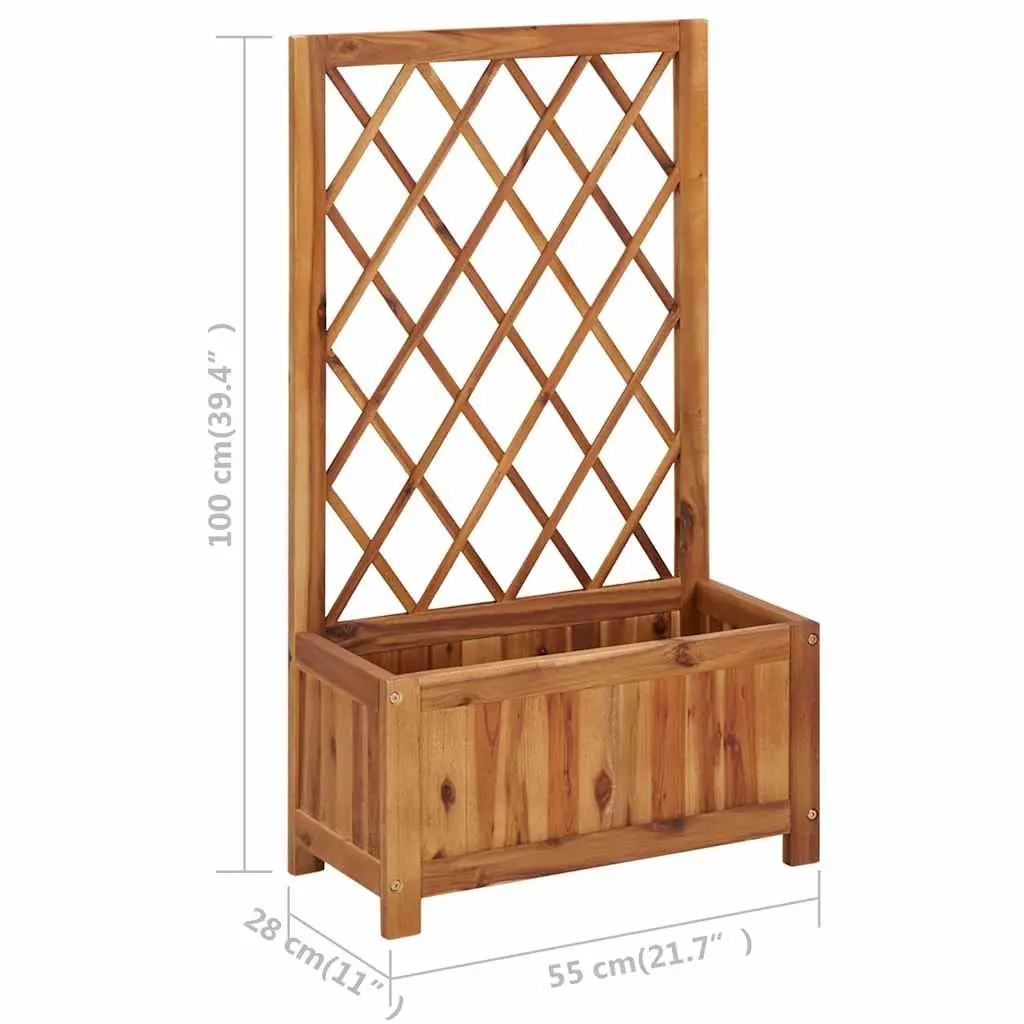 Solid Wood Raised Garden Bed with Integrated Trellis