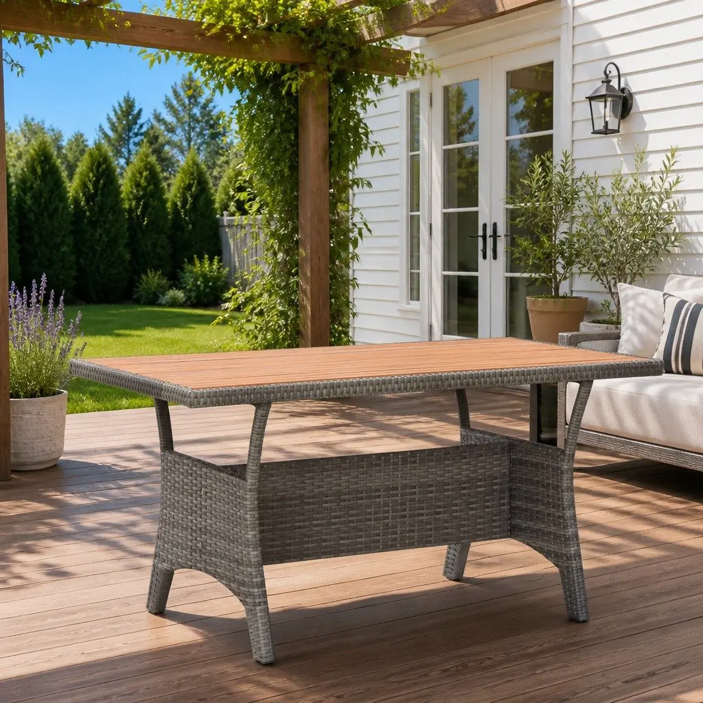 Grey Garden Dining Table 120x70x66cm