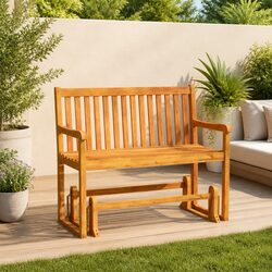Rocking Garden Swing Bench 110cm Acacia Wood Glider