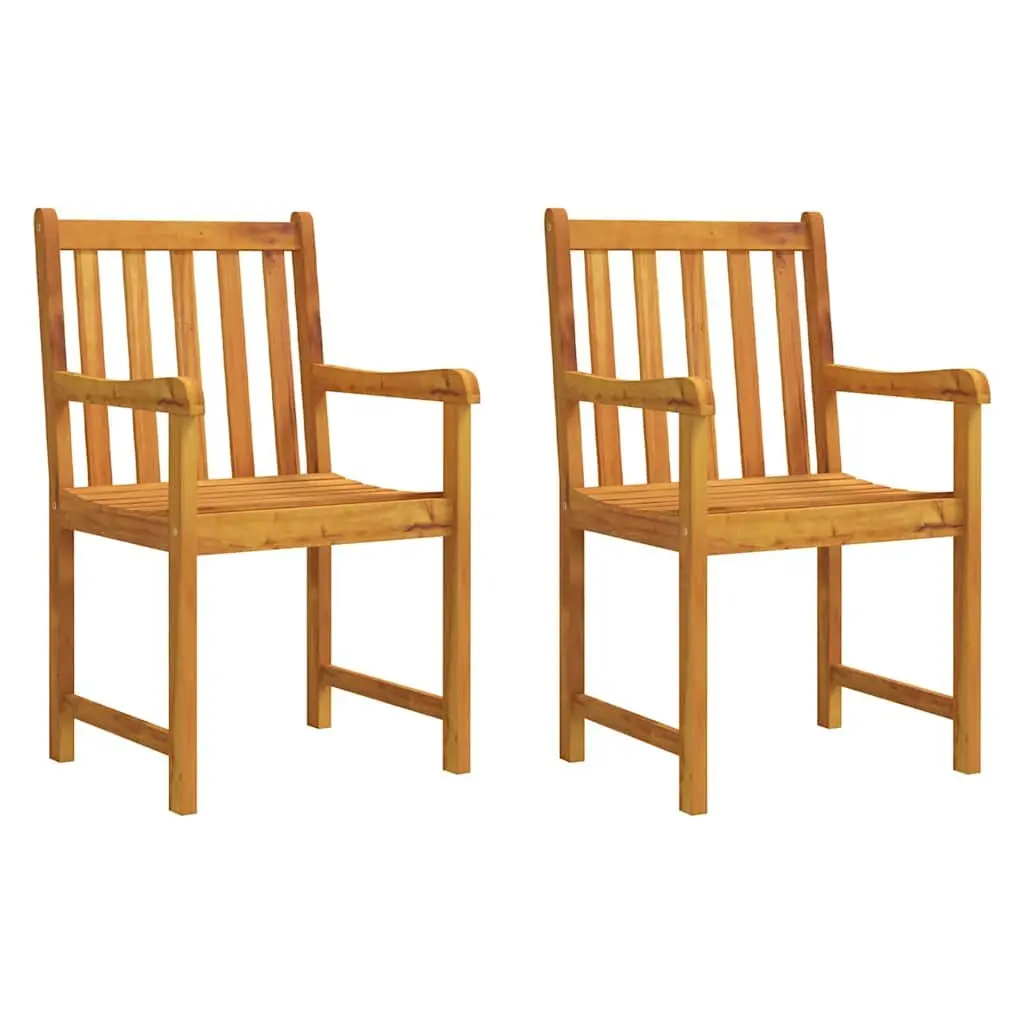 Outdoor Chairs Solid Acacia Wood Weather Resistant Brown 2 Piece
