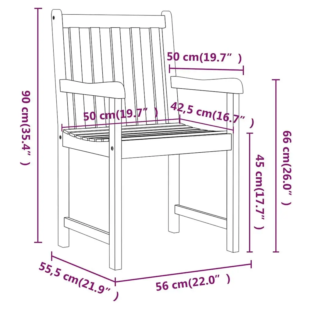 Outdoor Chairs Solid Acacia Wood Weather Resistant Brown 2 Piece