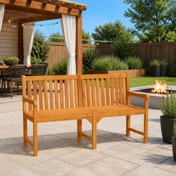Solid Acacia Wood Outdoor Garden Bench 150 cm