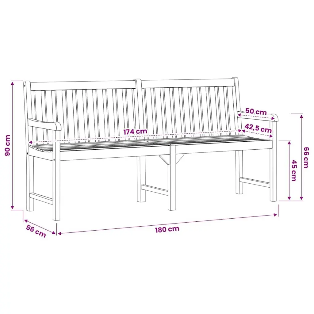 Outdoor Garden Bench Solid Acacia Wood 180cm Brown