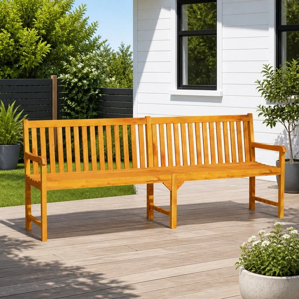 Outdoor Garden Bench 219cm Acacia Wood with Backrest