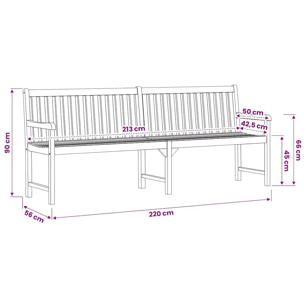 Outdoor Garden Bench 219cm Acacia Wood with Backrest
