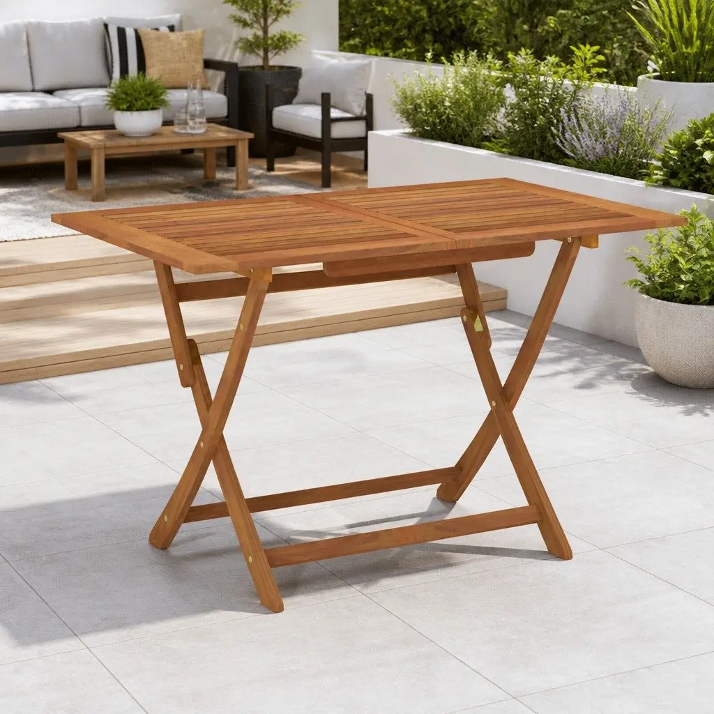 Folding Dining Table 120x70cm Eucalyptus for Outdoors