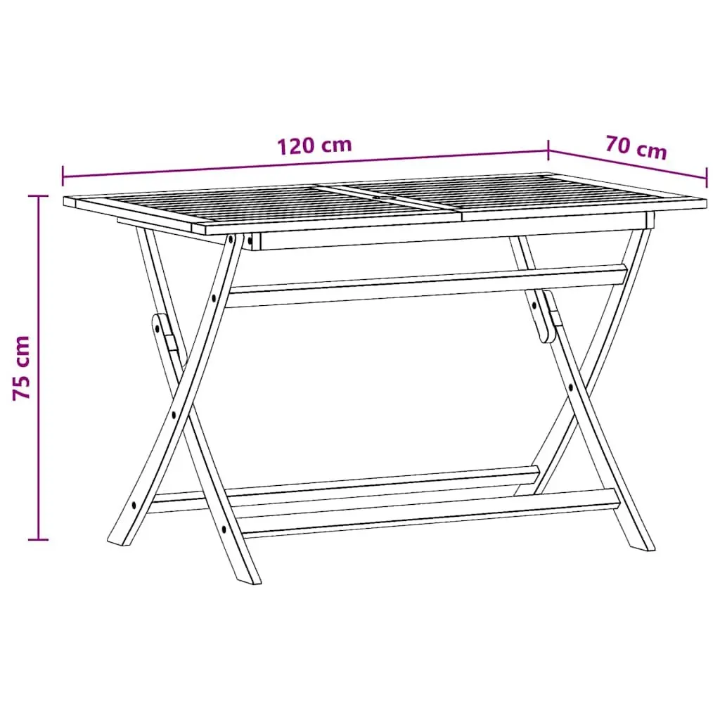Folding Dining Table 120x70cm Eucalyptus for Outdoors