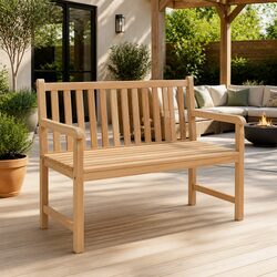 Sturdy 114cm Teak Wood Garden Bench for Outdoors