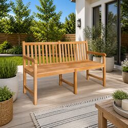 Teak Wood Outdoor Garden Bench 150cm for Strong Seating