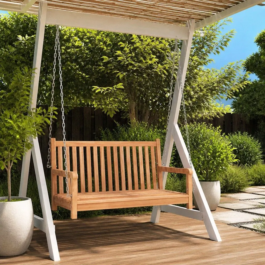 Teak Wood Swing Bench for Outdoor Relaxation