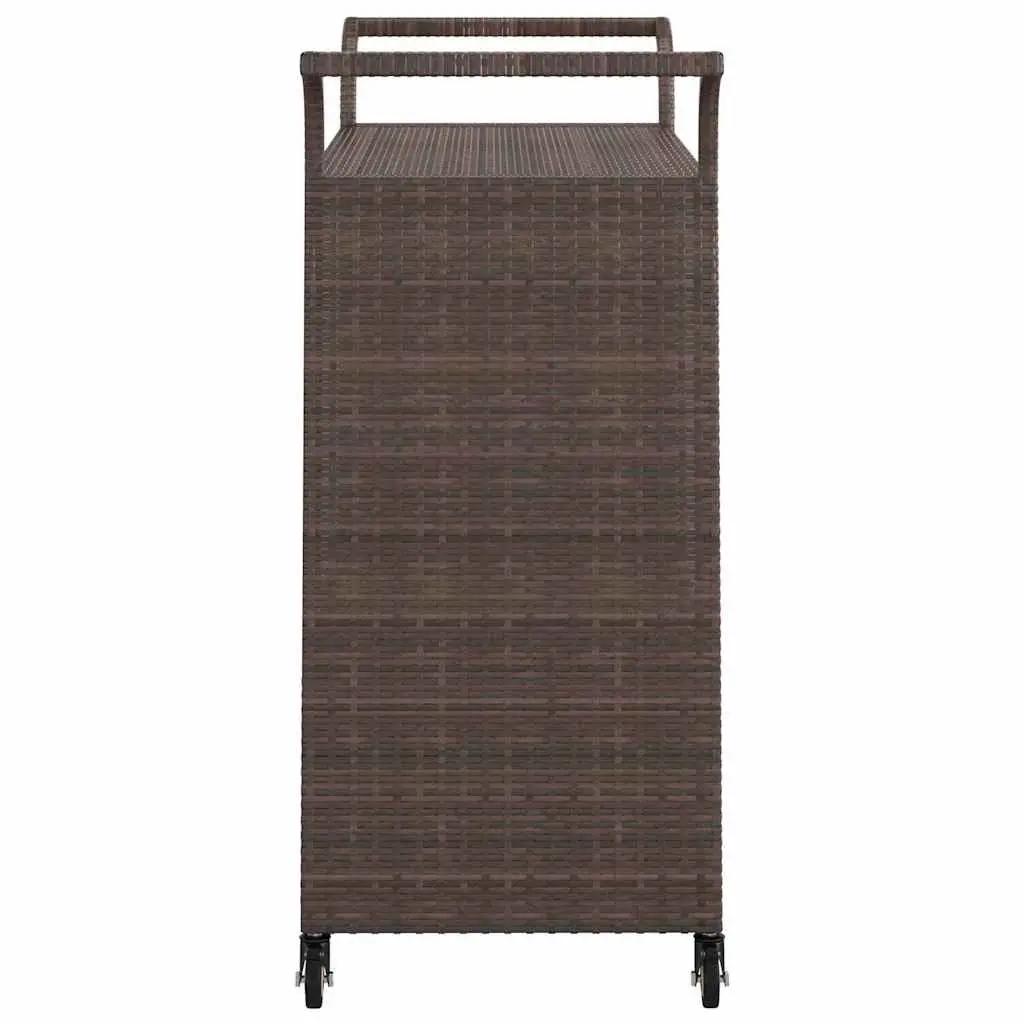 Brown Poly Rattan Bar Cart with Drawer