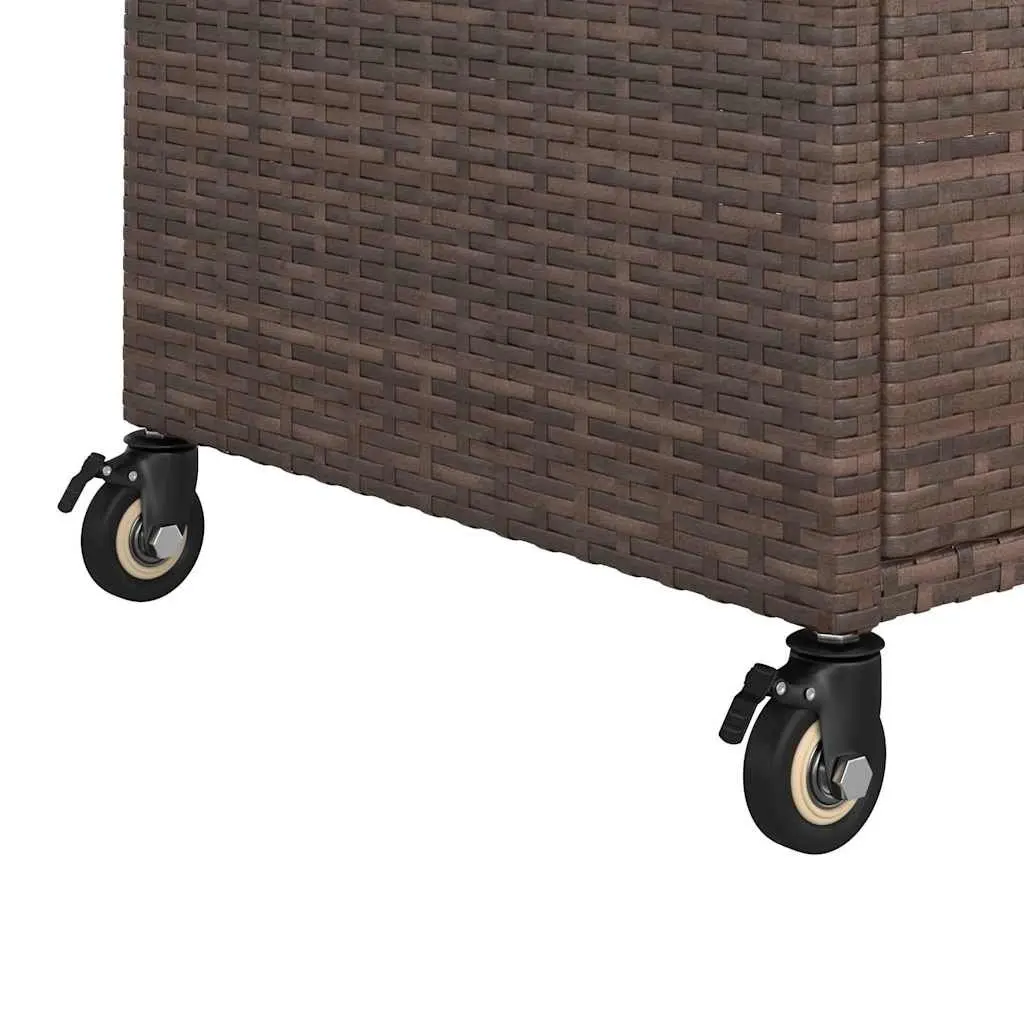 Brown Poly Rattan Bar Cart with Drawer