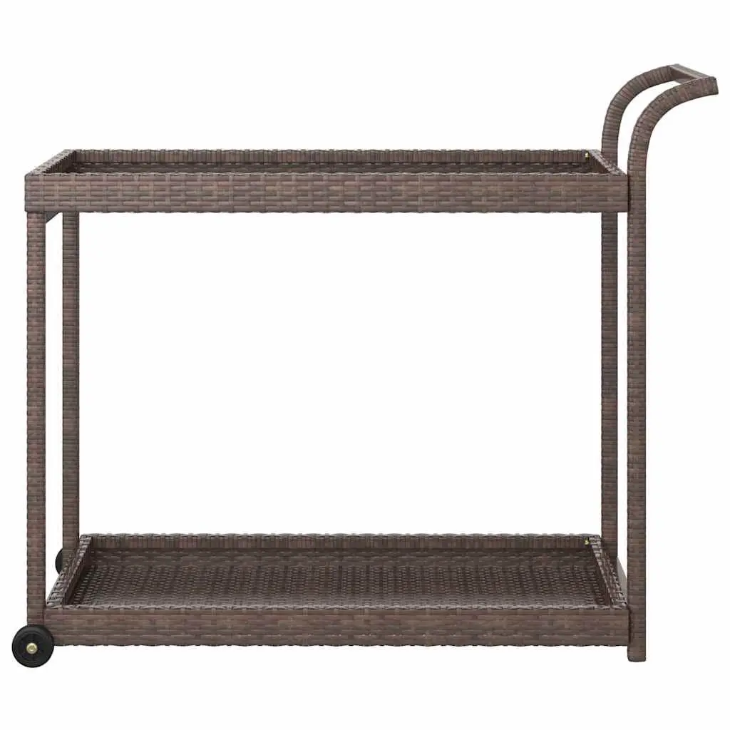 Brown Poly Rattan Bar Cart with Durable Steel Frame