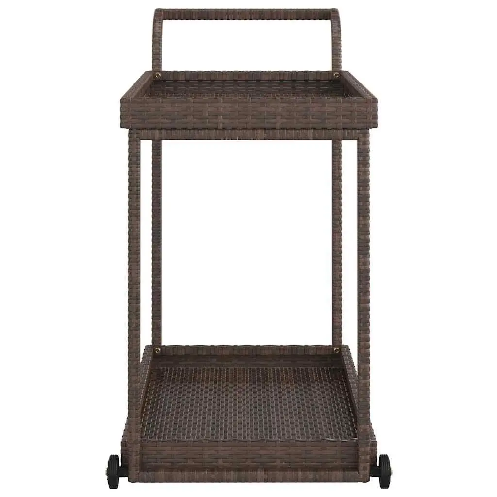 Brown Poly Rattan Bar Cart with Durable Steel Frame