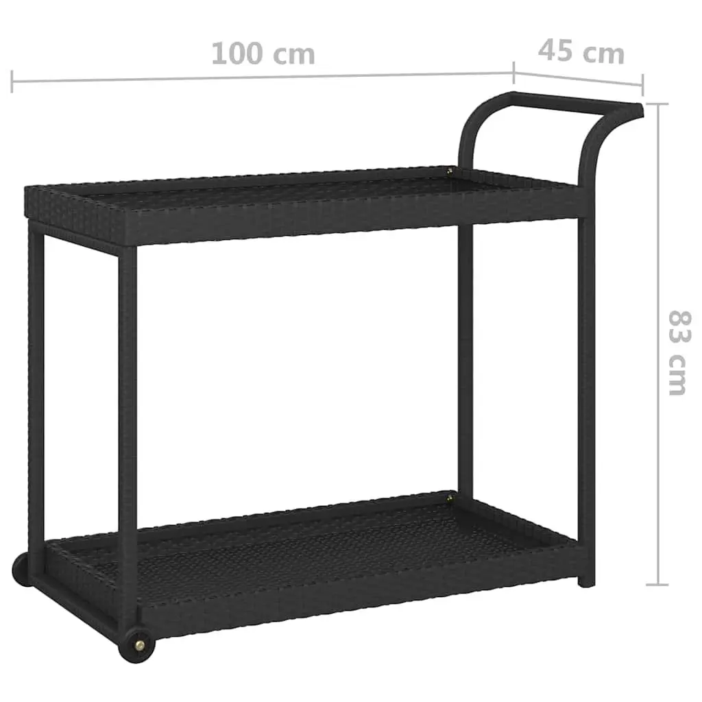 Bar Cart Poly Rattan Black 100 x 45 x 83 cm