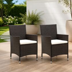 Durable Outdoor Garden Chair Set 2 pcs Brown Poly Rattan