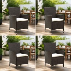 4-Piece Brown PE Rattan Garden Chair Set with Cushions