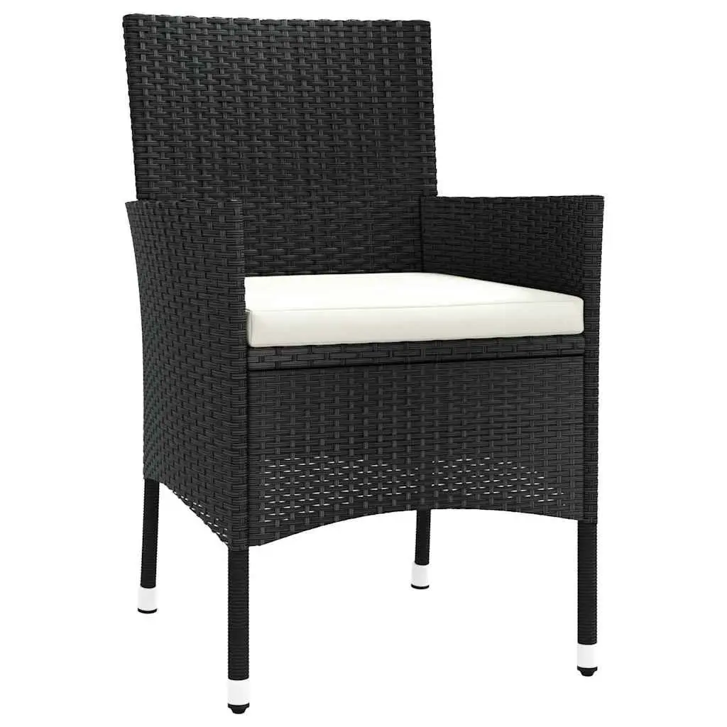 Outdoor Garden Chairs Set Poly Rattan Black 4 Piece Armchair Padded Cushion