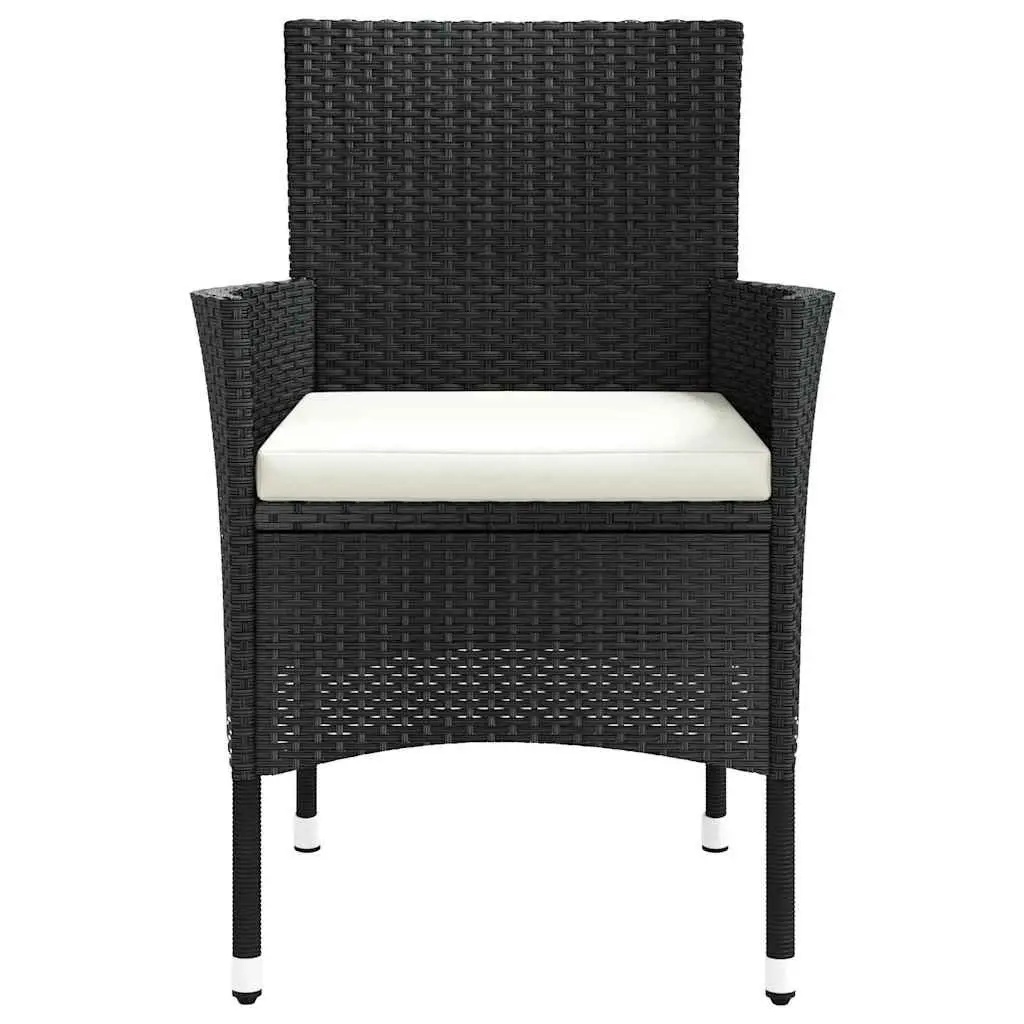Outdoor Garden Chairs Set Poly Rattan Black 4 Piece Armchair Padded Cushion