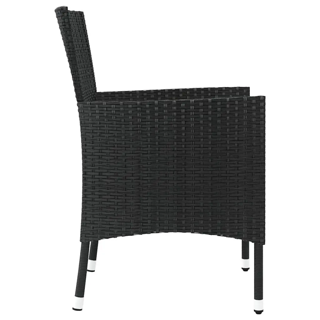 Outdoor Garden Chairs Set Poly Rattan Black 4 Piece Armchair Padded Cushion