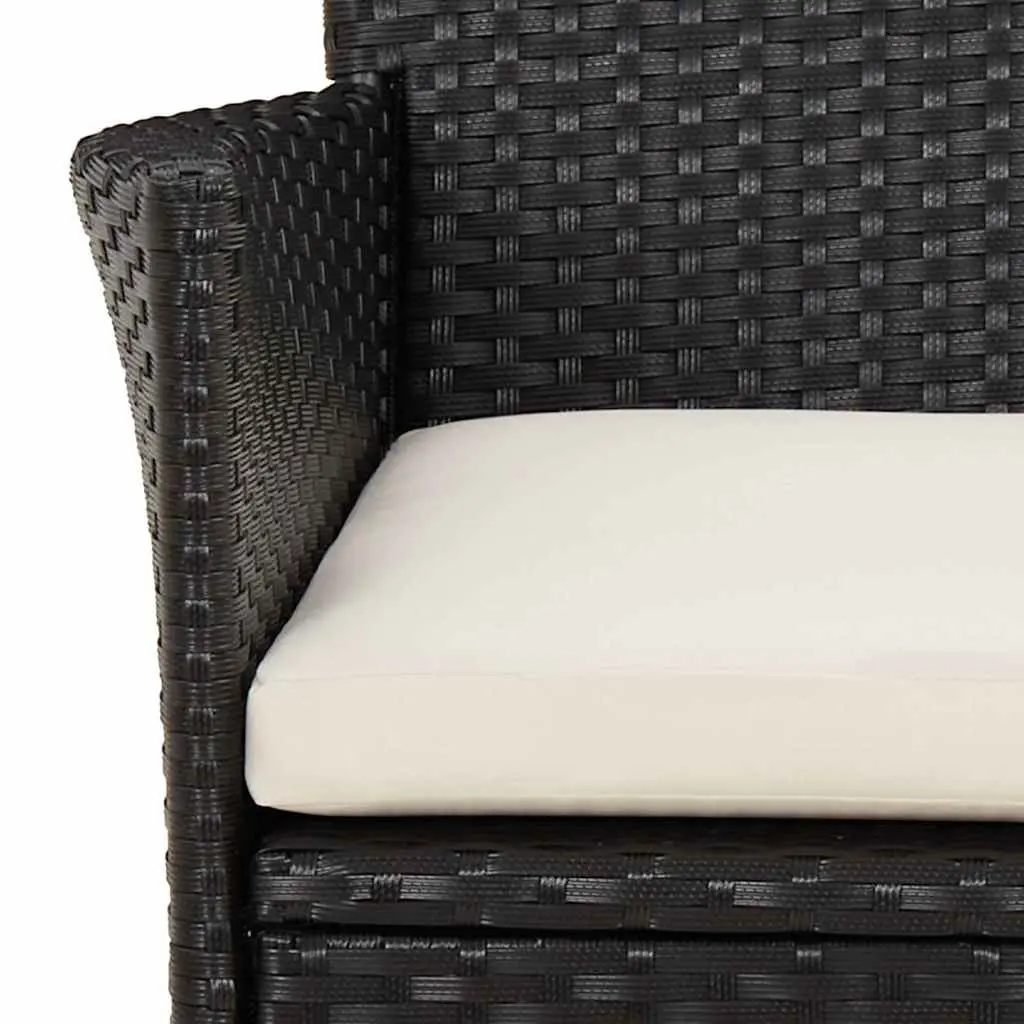 Outdoor Garden Chairs Set Poly Rattan Black 4 Piece Armchair Padded Cushion