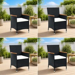 Durable Poly Rattan Outdoor Dining Chairs 4 pcs Black