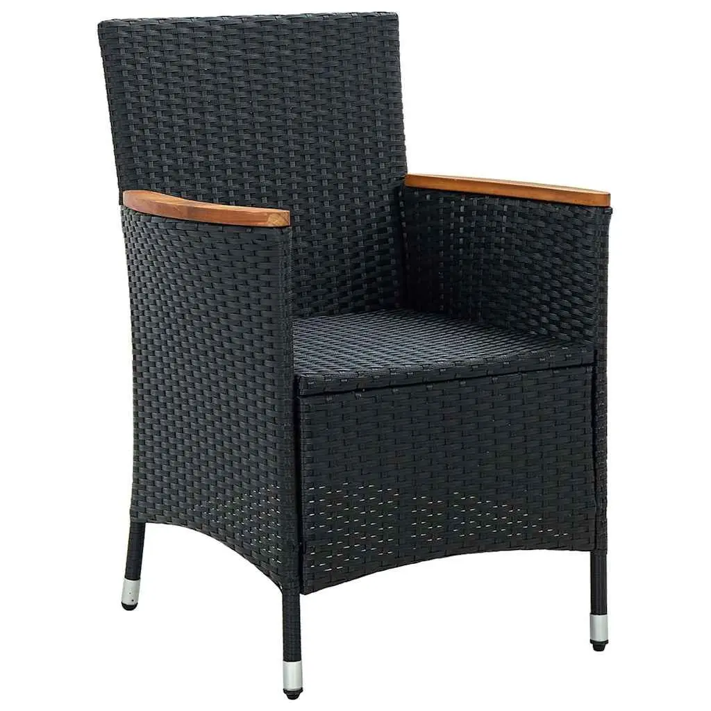 Outdoor Dining Chairs Poly Rattan Black 4 Piece Garden Patio Furniture