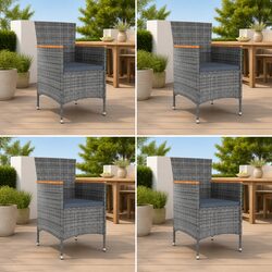 Set of 4 Durable Outdoor Dining Chairs in Grey