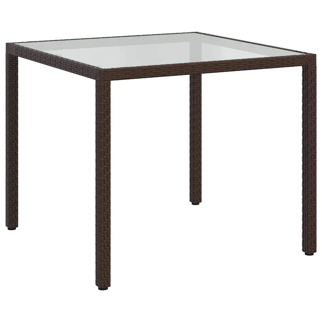 Outdoor Garden Table with Glass Top 90x90x75cm