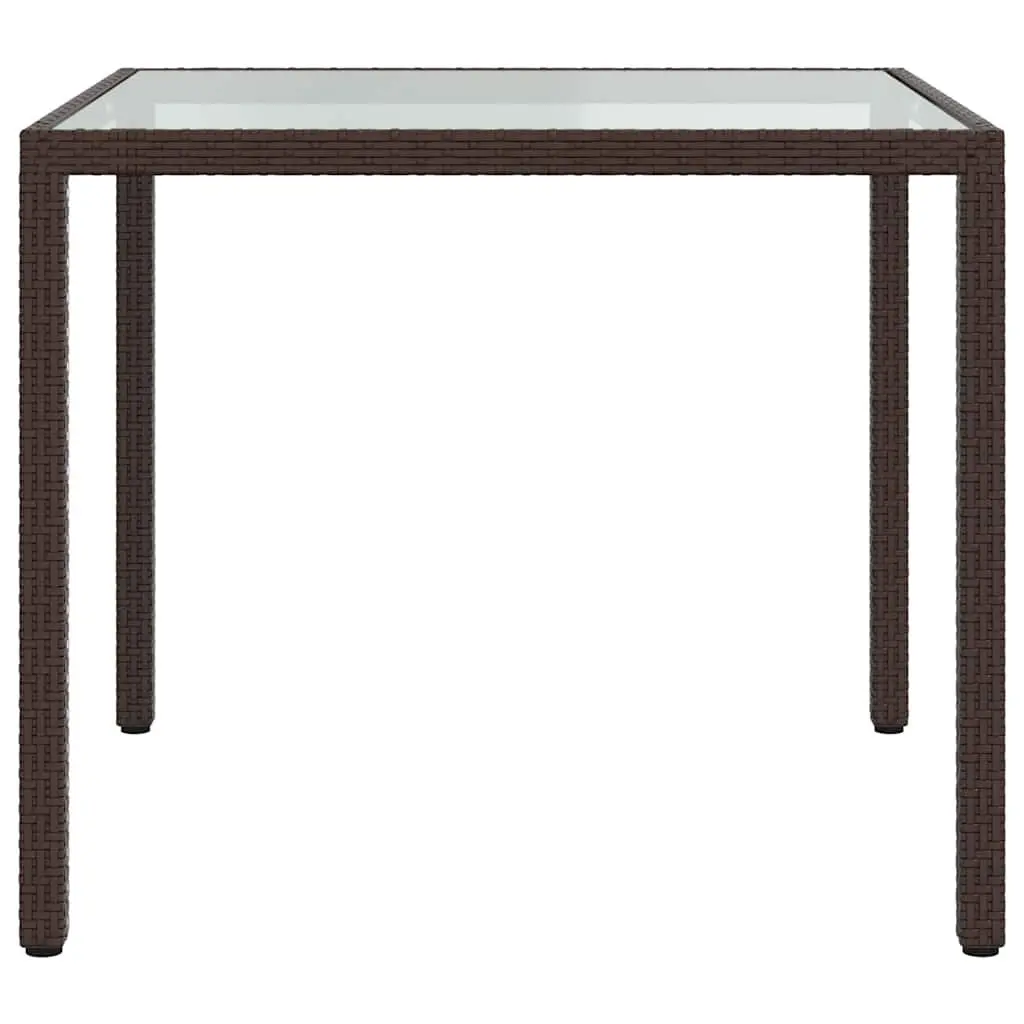 Outdoor Garden Table with Glass Top 90x90x75cm