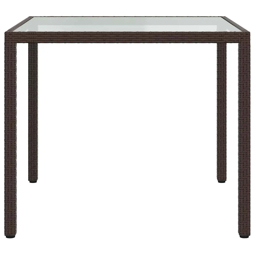 Outdoor Garden Table with Glass Top 90x90x75cm