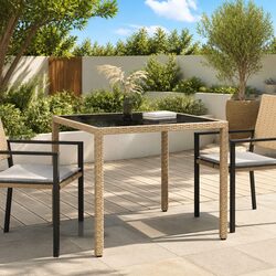 Premium Outdoor Garden Table with Tempered Glass Top