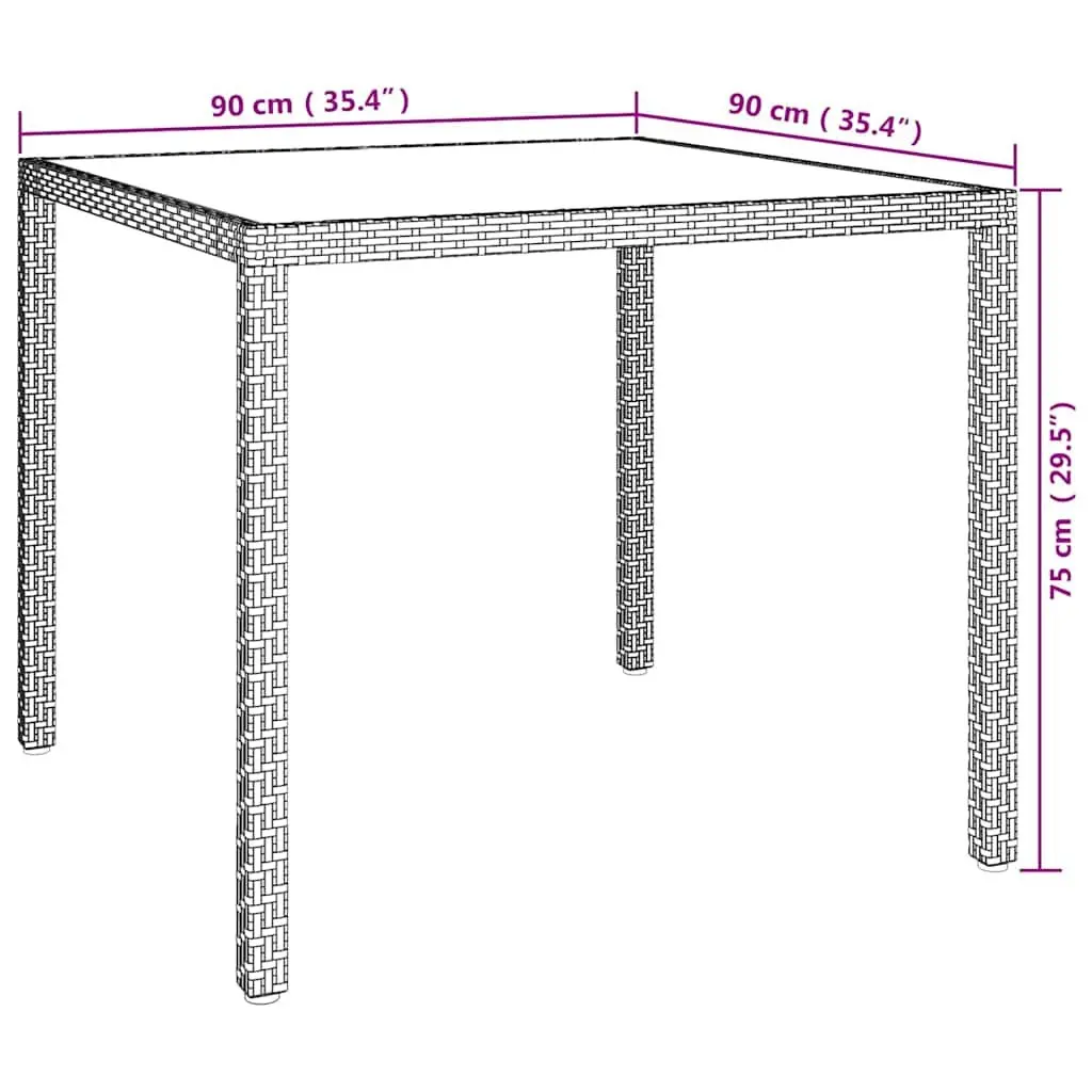 Outdoor Garden Table with Tempered Glass Top