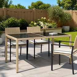 Durable Garden Table 150x90x75cm with Tempered Glass