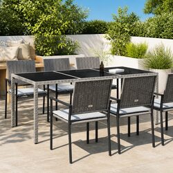 Stylish Outdoor Garden Table with Tempered Glass Top