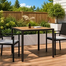 Premium Garden Table 90x90x75cm with Poly Rattan & Acacia Wood