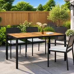 Stylish Black Poly Rattan Garden Table 150x90cm