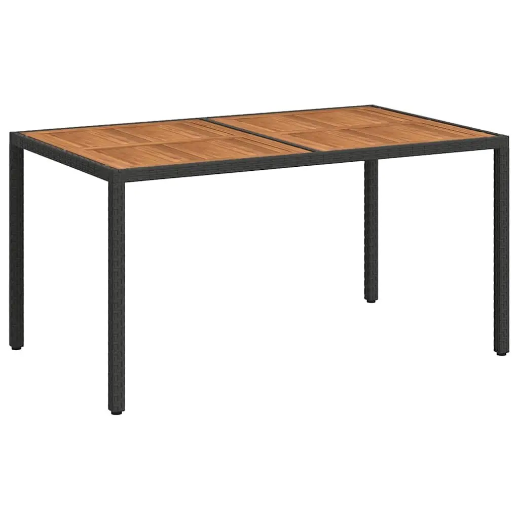Black Poly Rattan Garden Table 150x90cm