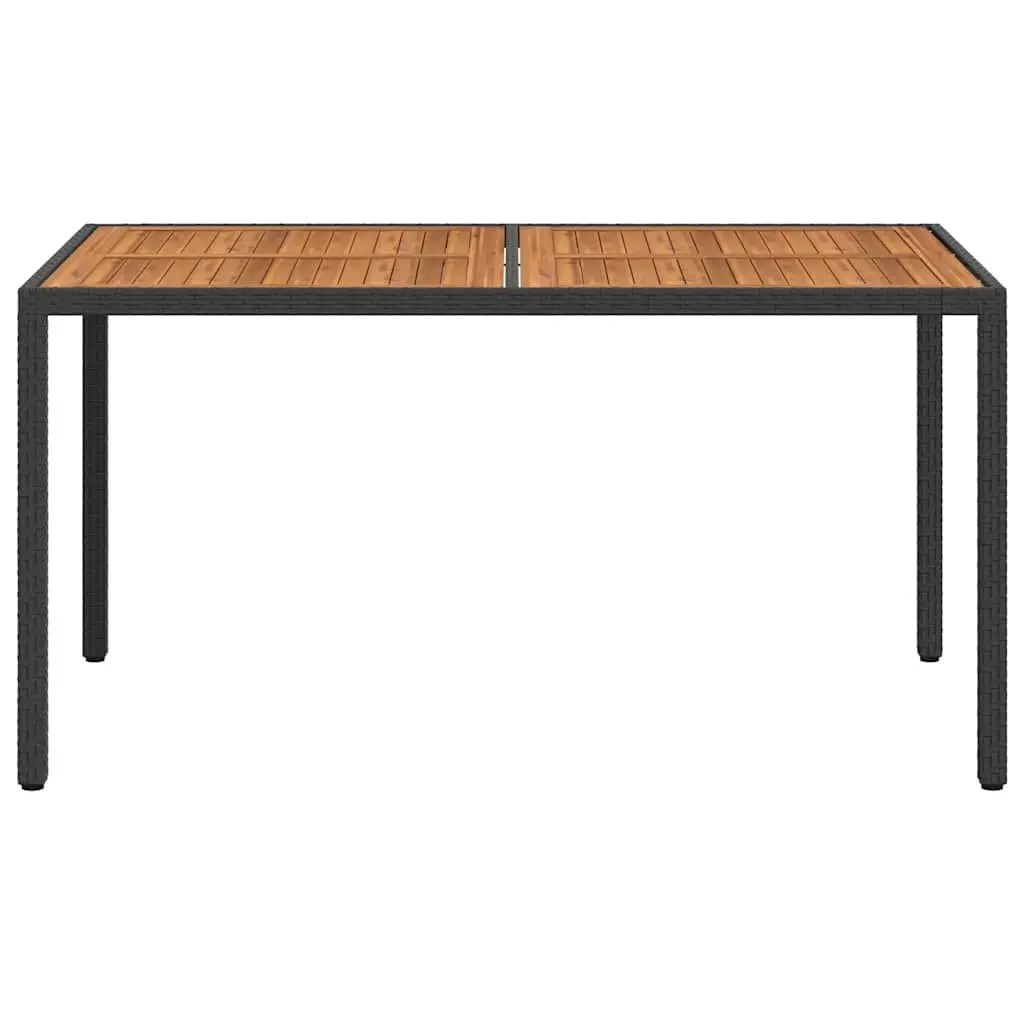 Black Poly Rattan Garden Table 150x90cm