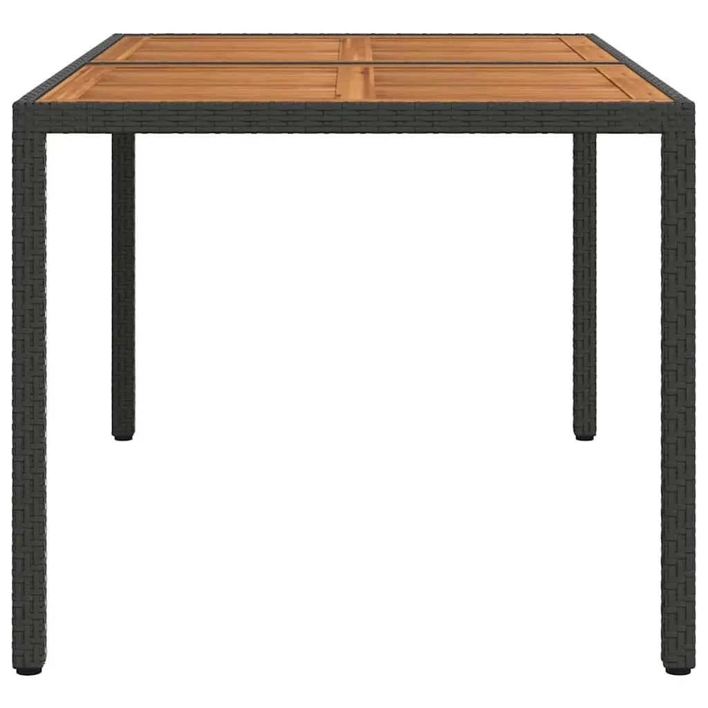Black Poly Rattan Garden Table 150x90cm