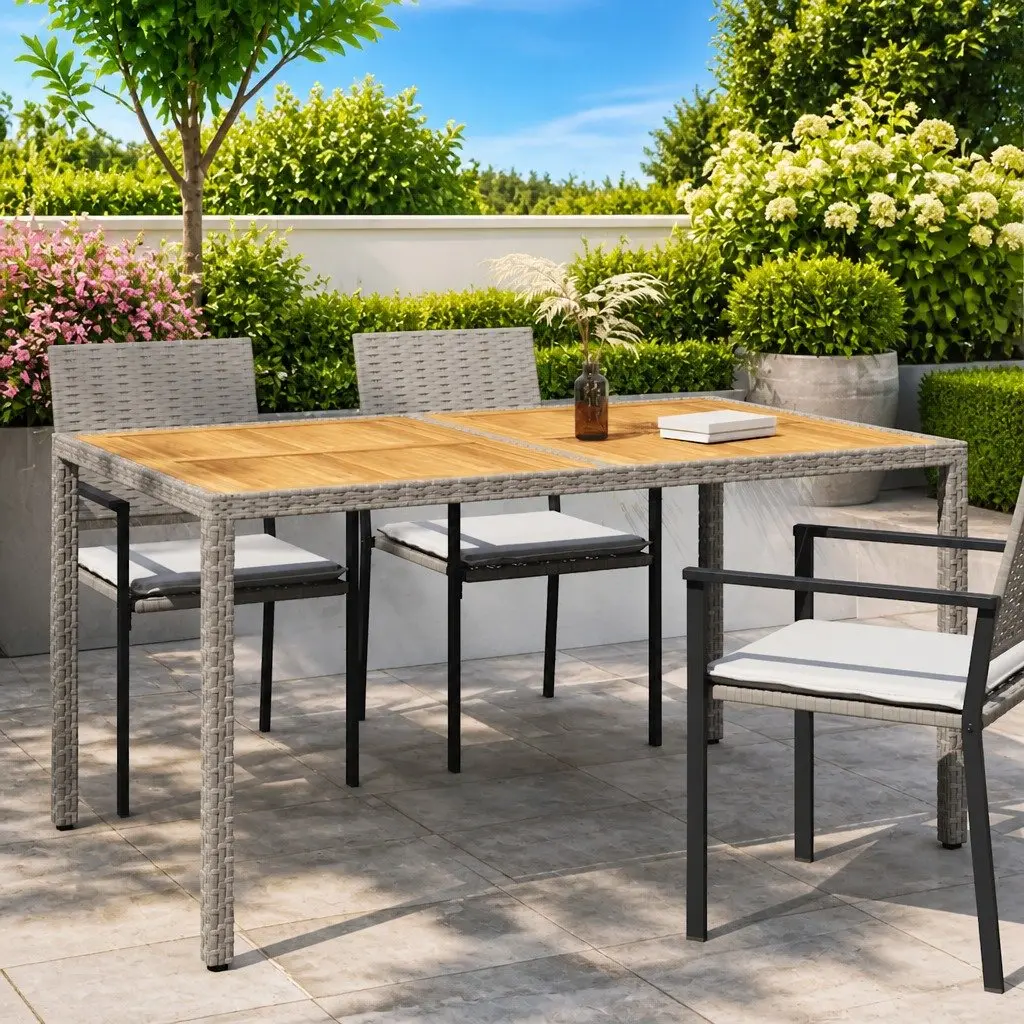 Grey Garden Table 150x90x75cm Outdoor Dining