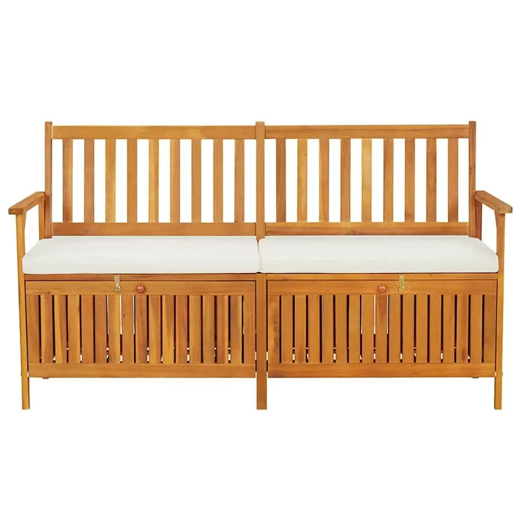 Outdoor Storage Bench with Cushion 148cm Acacia Wood