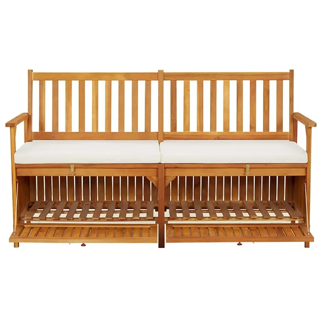 Outdoor Storage Bench with Cushion 148cm Acacia Wood