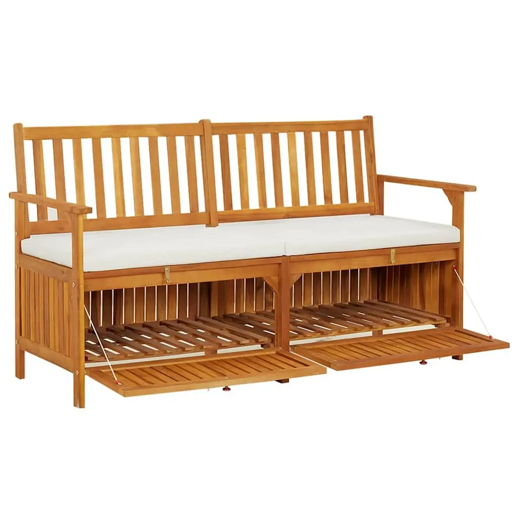 Outdoor Storage Bench with Cushion 148cm Acacia Wood