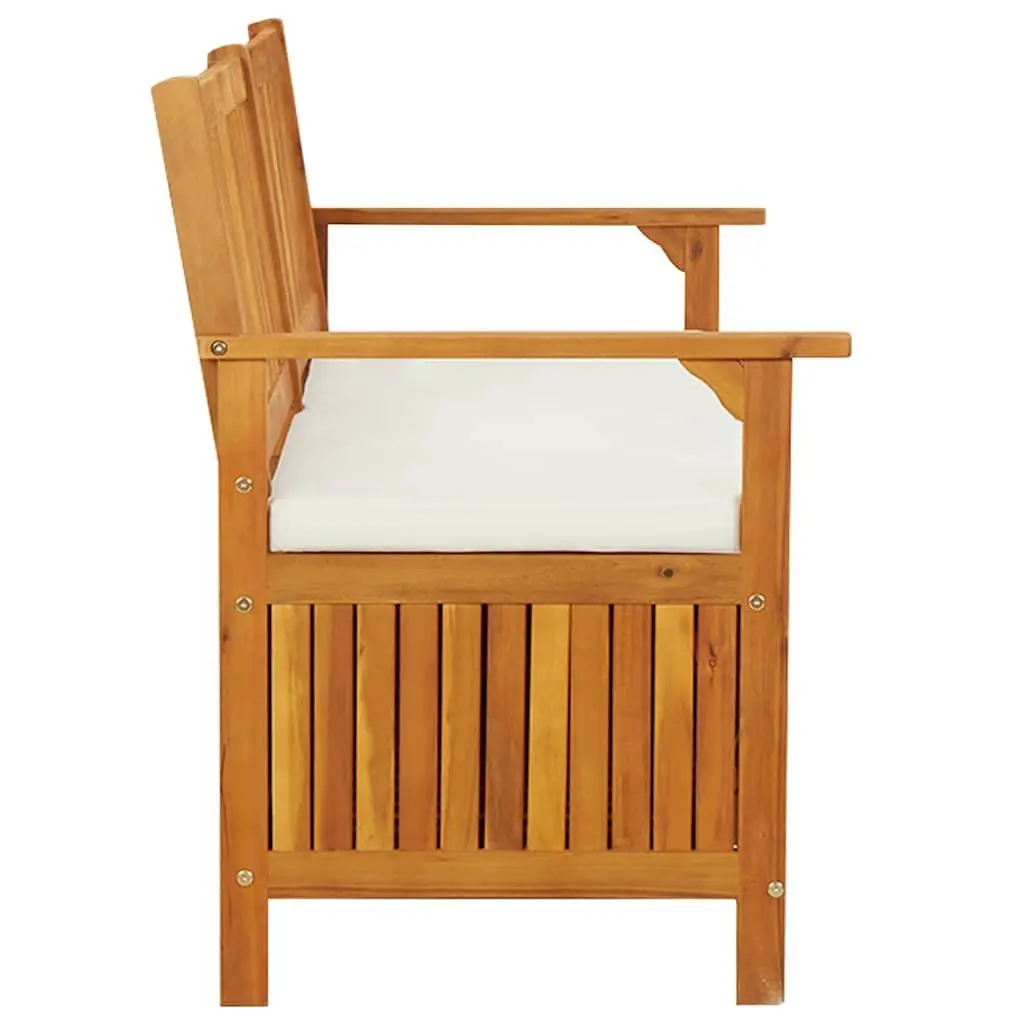 Outdoor Storage Bench with Cushion 148cm Acacia Wood