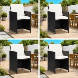 Sturdy Poly Rattan Outdoor Dining Chairs Set of 4