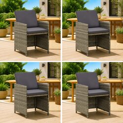 Grey Poly Rattan 4-Piece Outdoor Dining Chair Set