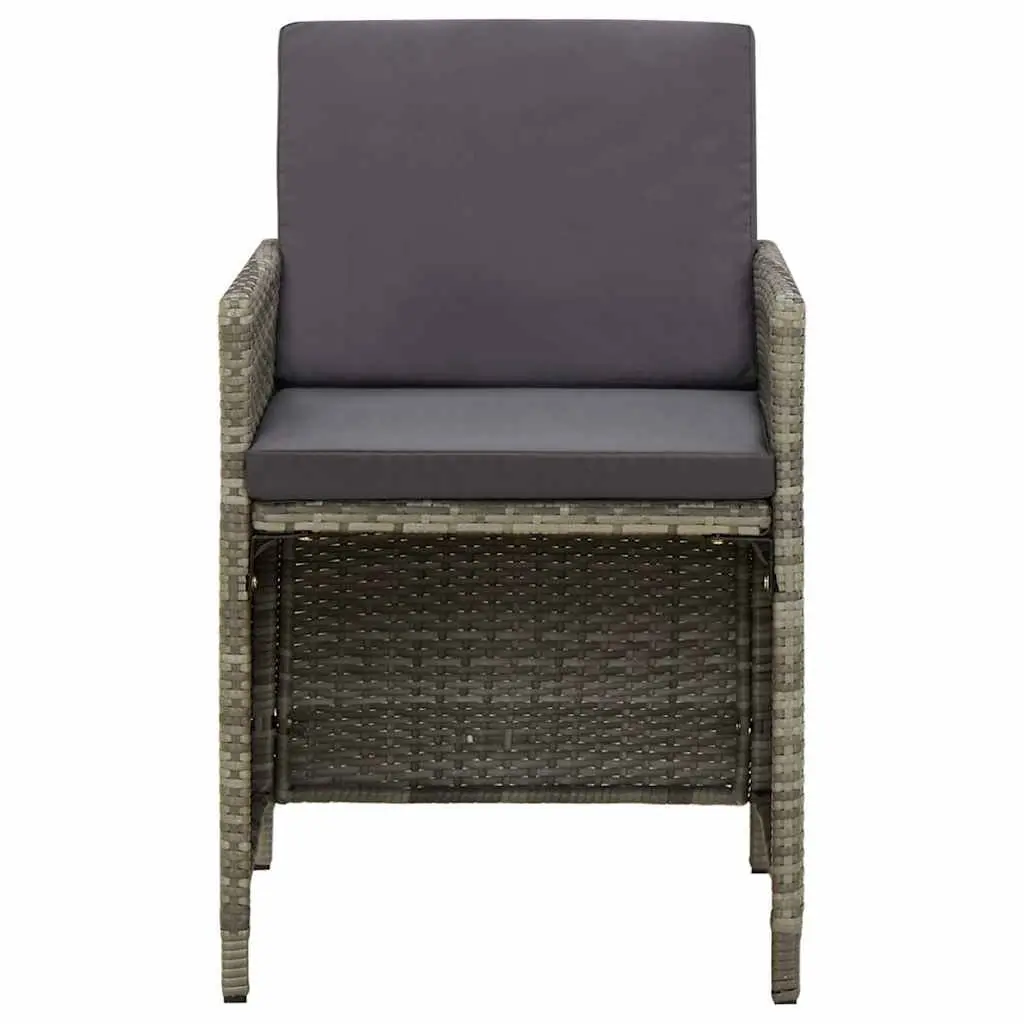 Grey Poly Rattan 4-Piece Outdoor Dining Chair Set