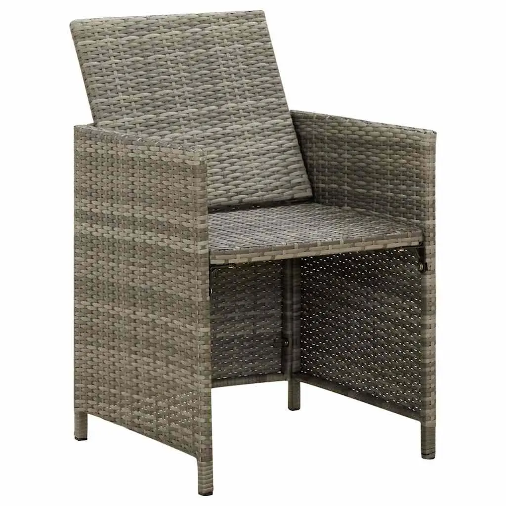 Grey Poly Rattan 4-Piece Outdoor Dining Chair Set